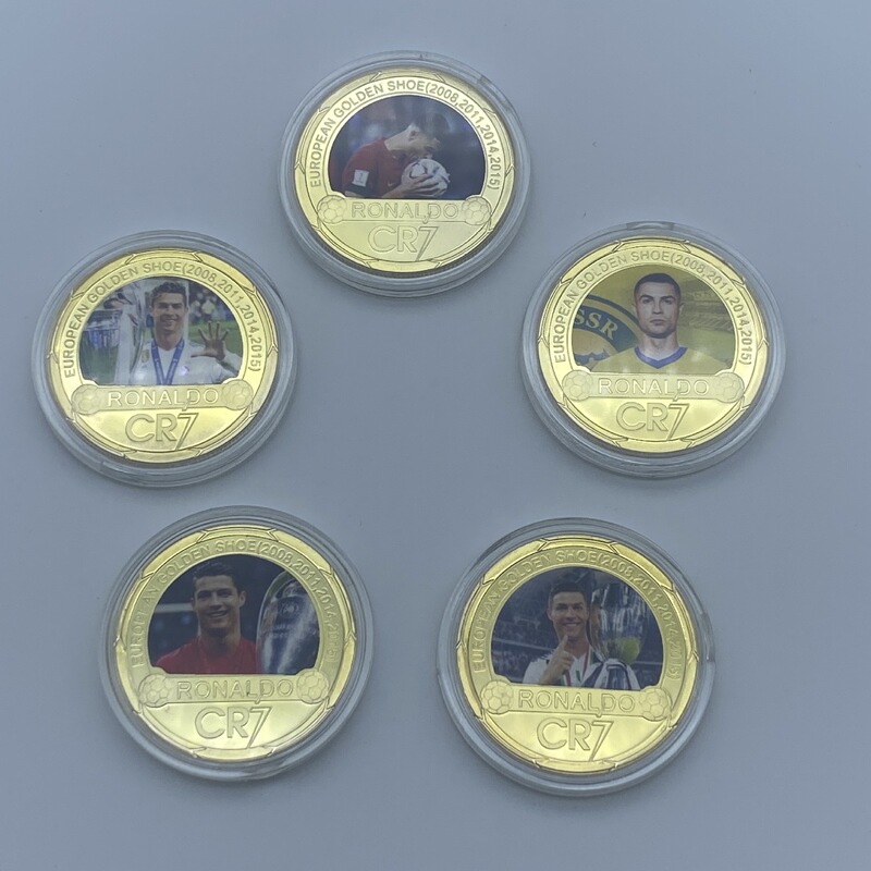 Football Star Ronaldo Commemorative Coins World Cup Characters Gold Plated Gold Coins Coins Commemorative Medals Can be Approved