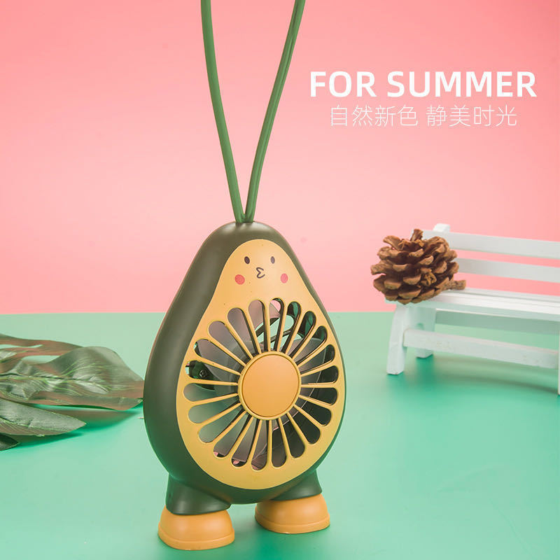 Redwood avocado USB charge Fan student Cartoon Portable hold Lanyard Mini lovely Fan gift