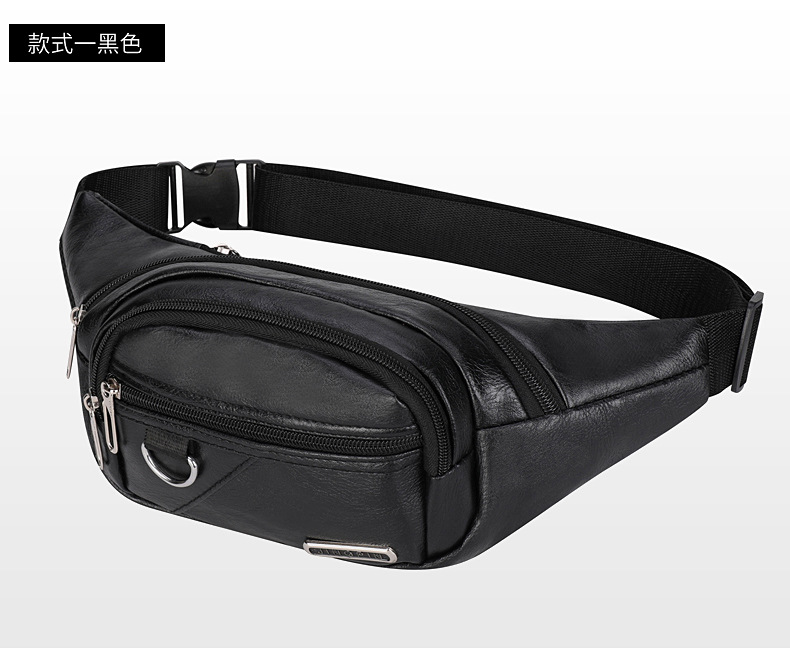 Bolso de cintura para hombre de cuero PU, bolso cruzado pequeño, multifuncional y ligero, venta al por mayor