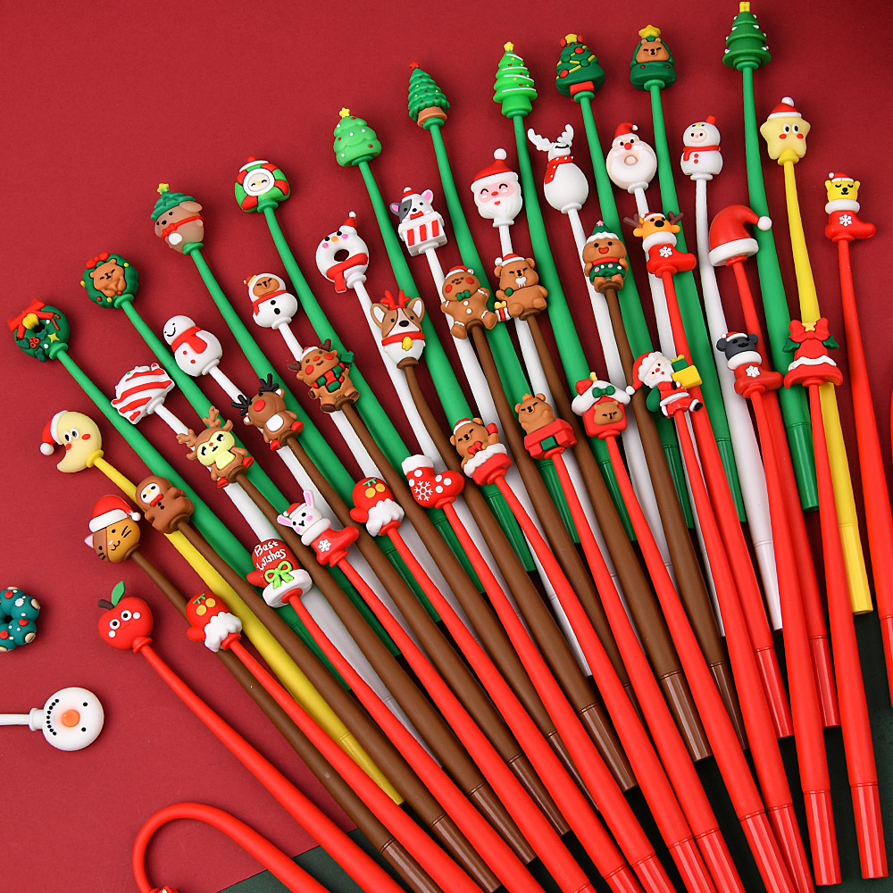 Cute dibujos animados estilo de Navidad rocker bolígrafo neutro creativo bolígrafo de firma regalos de Navidad al por mayor
