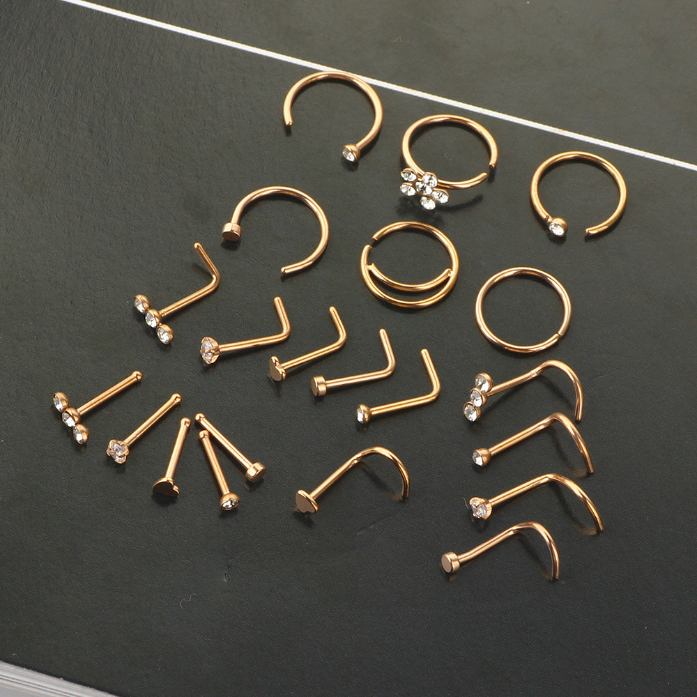 Tide Cool Nose Nail Set with C-Shaped U-Shaped Rings - Stainless Steel Body Piercing Jewelry Kit for Men and Women detail image 10