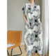 Fashion big brand high-end silk dress women's 2023 new waist slimming acetate satin temperament printed dress