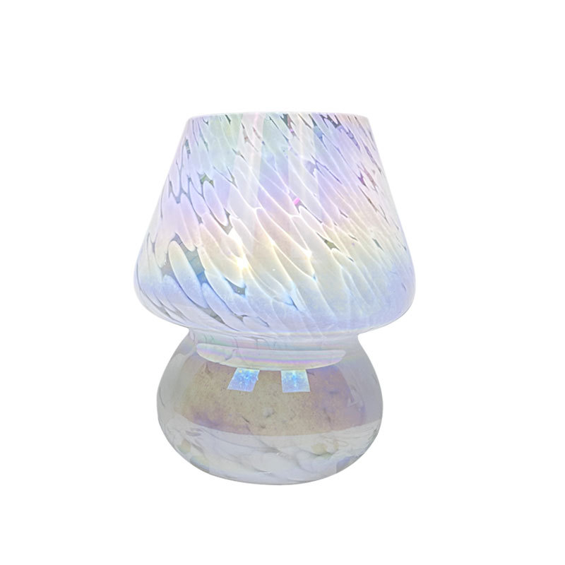 Lámpara de mesa de setas coloridas luz de noche Retro Luz de cristal lámpara de noche de lujo sala de estar estudio dormitorio lámpara de ambiente de estilo americano