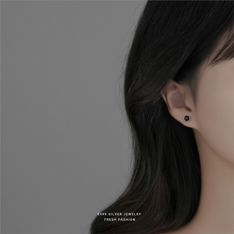 Boucles d'oreilles rondes en argent sterling s999 mixte_voghion.com