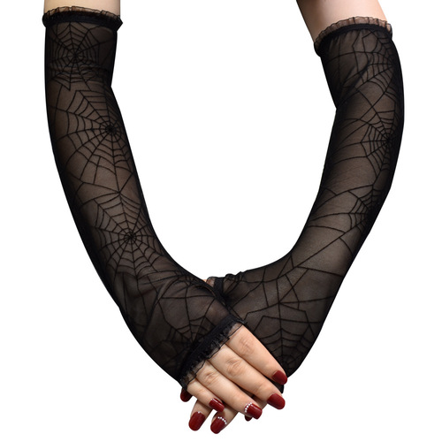 Halloween long spider web pattern dress gloves cosplay cross supply Halloween party gloves