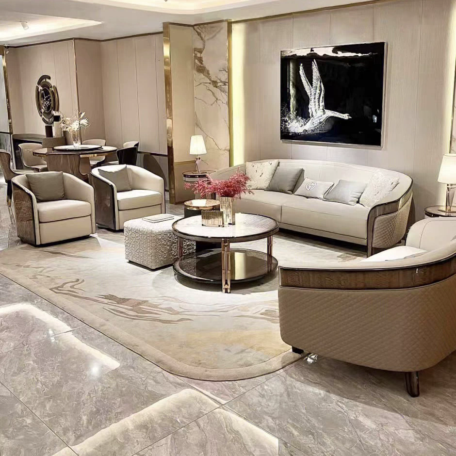 Итальянский доступный роскошный кожаный диван Bentley, комбинация элитного роскошного домашнего люкса, роскошная мебель для гостиной из массива дерева