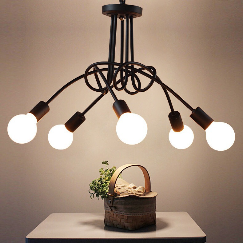 Nordic Clothing Store Cafe Living Room Bedroom Lamps American Country Retro Wrought Iron Multi-head Chandelier