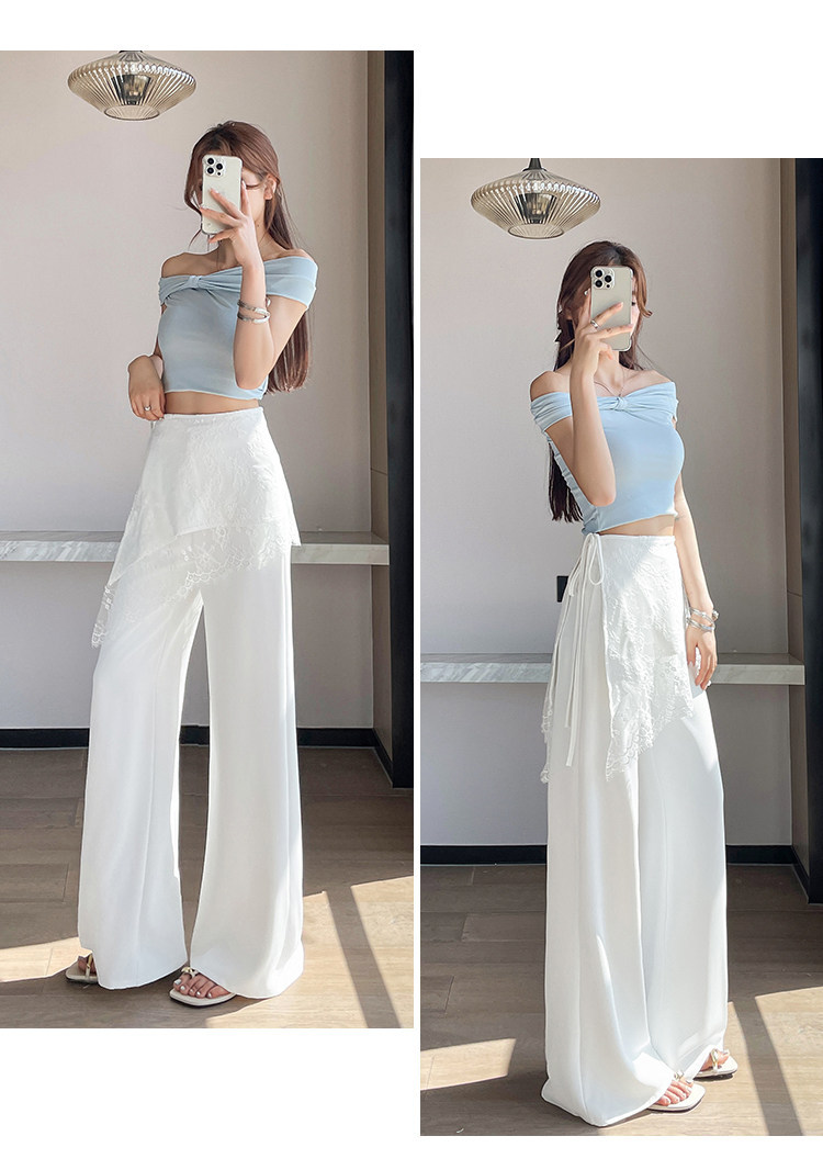 Quần culottes nữ ống rộng cạp cao ren eo phong cách Hàn Quốc — màu đen chi tiết 29