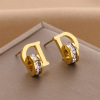 Golden earrings stainless steel, jewelry, European style, does not fade, pink gold, wholesale