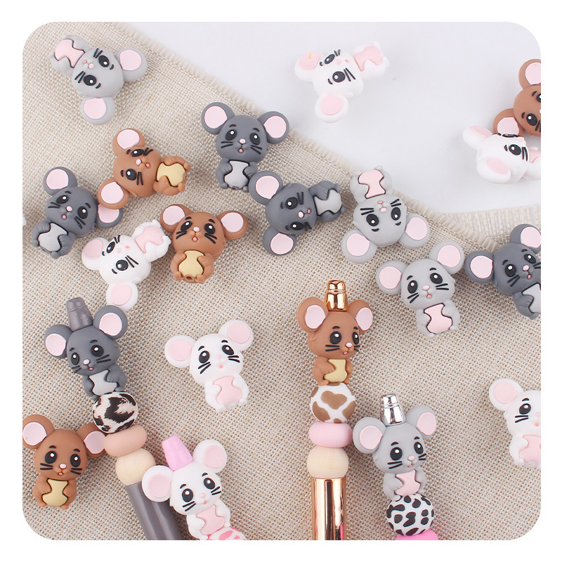 Productos para bebés animados animales 3D ratones pequeños dientes creativos DIY baby molar chupetas anti-caída accesorios de cadena
