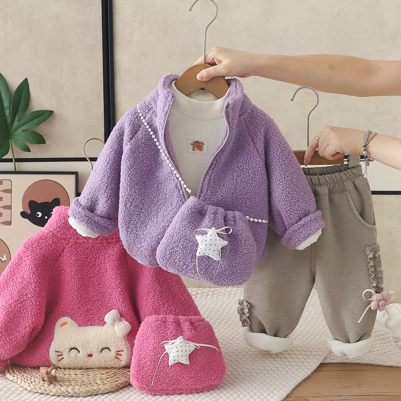 Girls' Chinese-Style Winter Fleece Set
