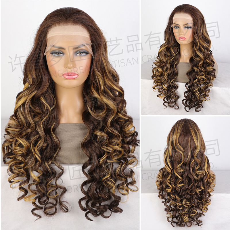 European and American wigs 13*6 front lace Latisha synthetic fiber wig Jerry curl Lace future wigs