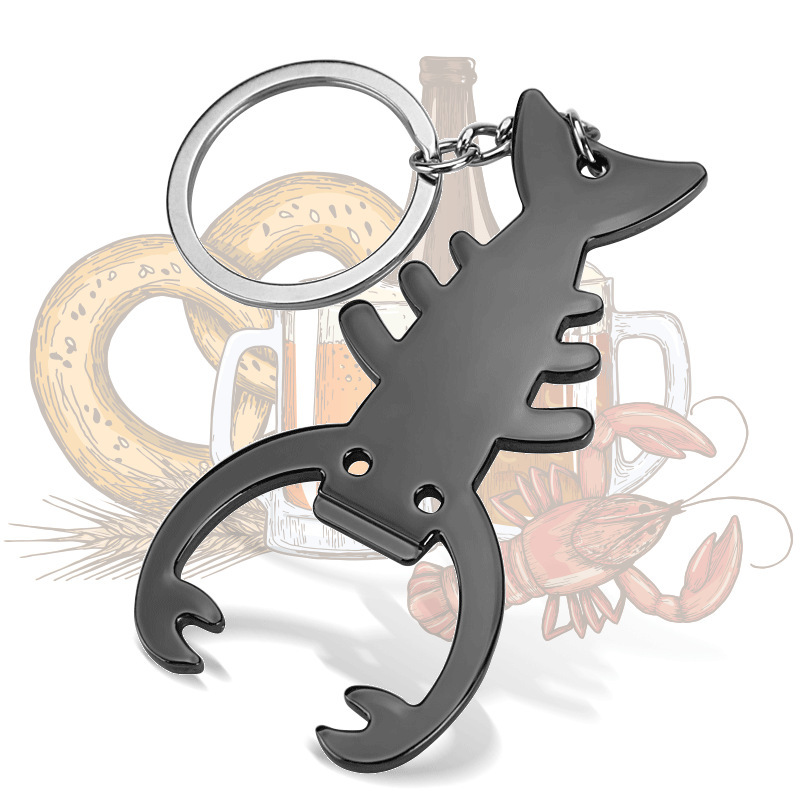 Multifunctional lobster bottle opener keychain creative metal beer bottle opener pendant small gift keychain customization