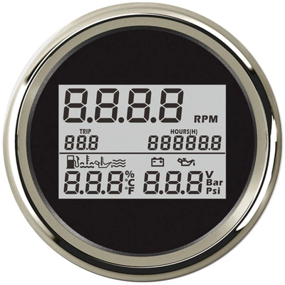 Multi-function meter 85mm tachometer oil automobile instrument - silver-edge-with-black-bottom