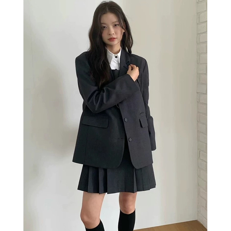 Shipped Y-Label 2026 Spring Korean Style Ano*U Suit + Dress + Culottes Three-Piece Set