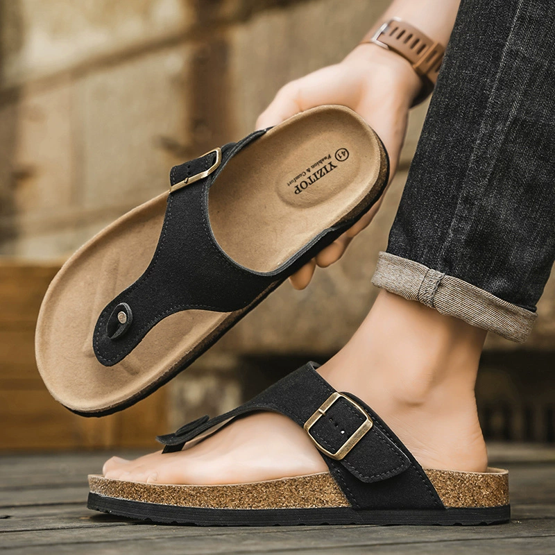 Мужские летние пляжные шлепанцы Birkenstock больших размеров, модные пробковые сандалии 2025 года, универсальная обувь для пар, для улицы