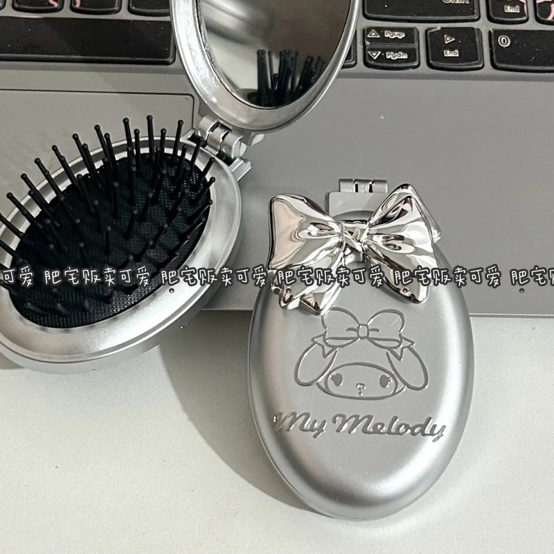 新しい漫画サンリオ diy ポータブル折りたたみエアバッグコームキティ猫ポータブル化粧鏡デュアル目的オールインワンミラーコーム|undefined