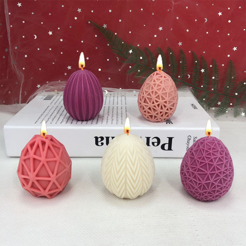 New Easter egg candle silicone mold egg grid egg vertical pattern wavy egg mousse cake Christmas candle mold