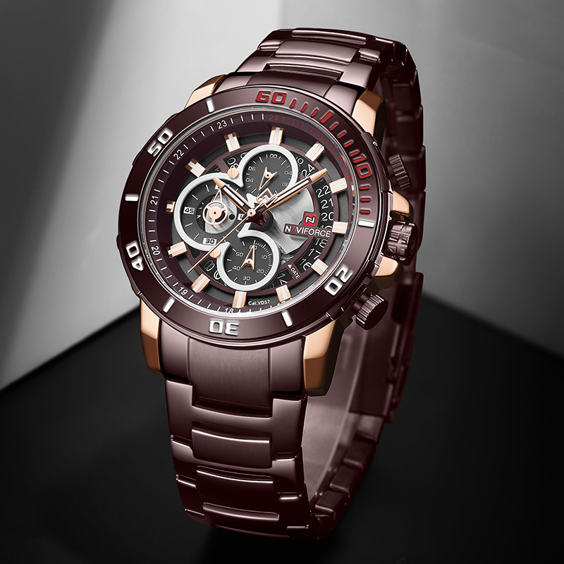 NAVIFORCE Lingxiang 9174 nuevo reloj redondo calendario deportes de Cristal los hombres movimiento cuarzo puntero tipo