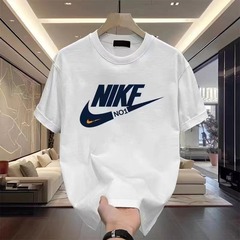 Summer New Letter Print Short Sleeve T-Shirt Milk Silk Crew Neck Slim Fit Short Sleeve Quick Dry Sport Top Trendy T-Shirt