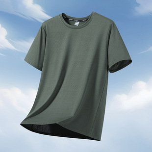 Short-Sleeved T-Shirts for Men and Women in Summer Thin Ice Silk Quick-Drying T-Shirts Half-Sleeved Sports Loose Breathable Large Size Plus Fat and Cool