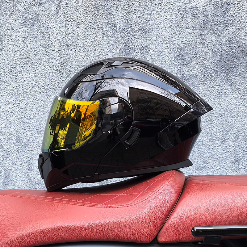 Orz casco de carcasa pequeña casco de cara a cara casco de motocicleta locomotora de doble lente hombres y mujeres de cuatro estaciones casco de crucero grande