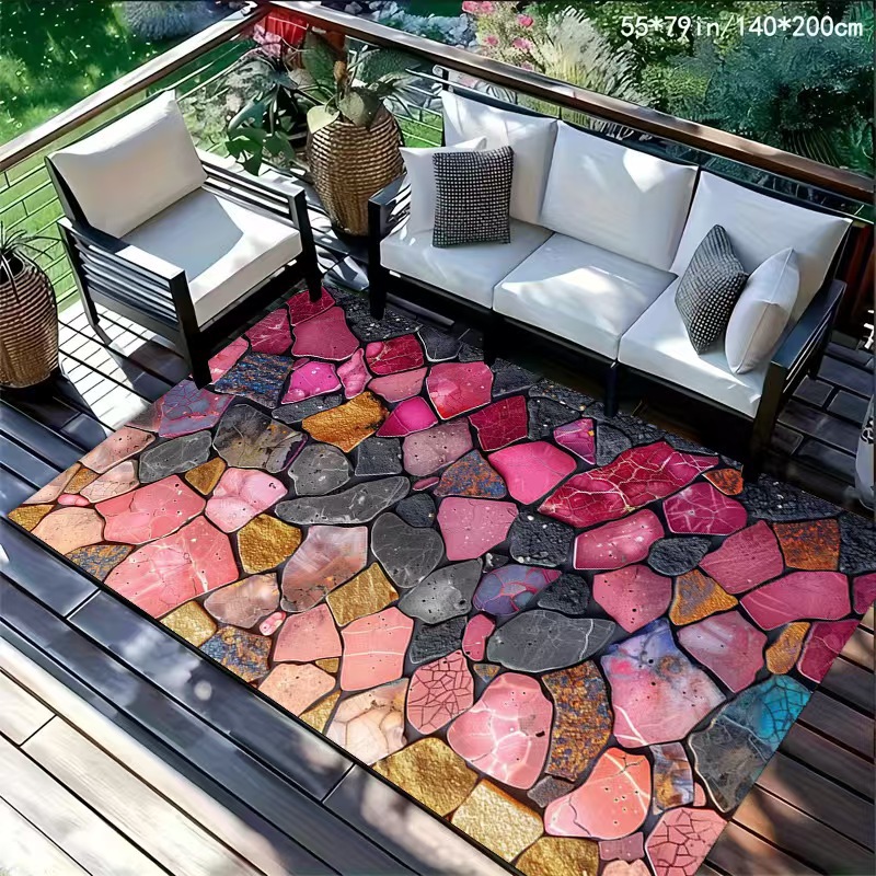 Marmoroptik Flurmatte Kristall Samt Wohnzimmer Teppich Schmutzabweisend_voghion.com