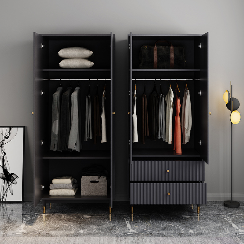 Nórdico armario de dos puertas correderas puerta a puerta pequeño apartamento dormitorio muebles placa simple italiano luz abrigo de lujo gabinete image 3