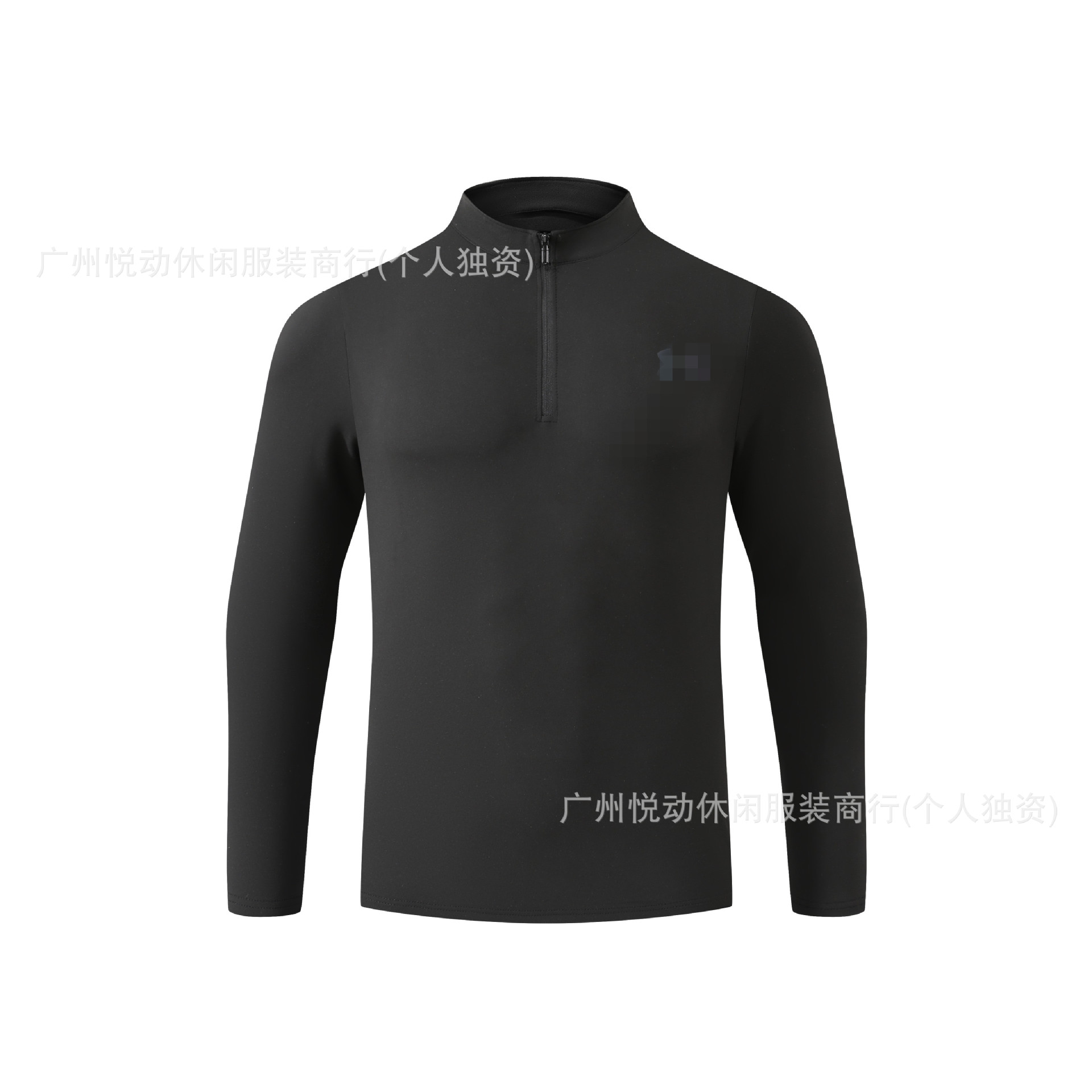 Spring and Autumn New Men's Sports Casual Running Workout Fitness T-Shirt Long Sleeve Stand Collar Half-Zip Sweatshirt Stretch Thin Style