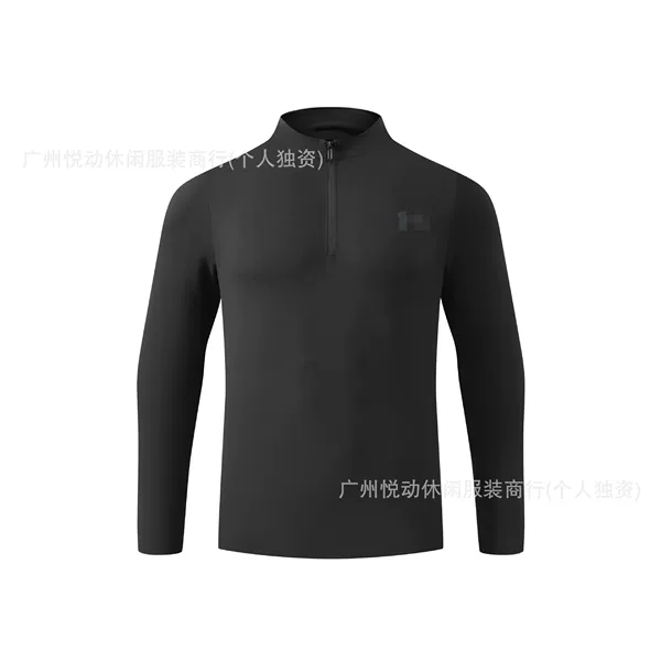 Spring and Autumn New Men's Sports Casual Running Workout Fitness T-Shirt Long Sleeve Stand Collar Half-Zip Sweatshirt Stretch Thin Style
