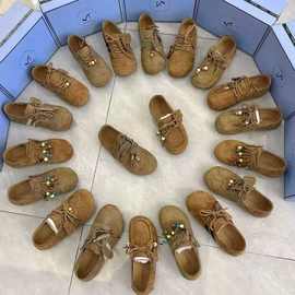 全包厚底勃肯女鞋杂款女款袋鼠鞋秋季新款厚底乐福鞋女一脚蹬单鞋