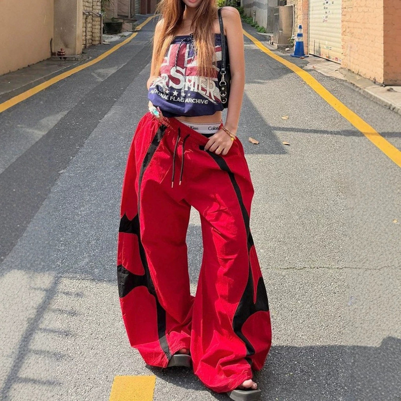 2026 Cross-border Dopamine Jazz Dance Structured Color-Block Wide-Leg Pants for Women, Loose Hip-Hop Dancing Pants 2026 Cross-border Dopamine Jazz Dance Structured Color-Block Wide-Leg Pants for Women, Loose Hip-Hop Dancing Pants
