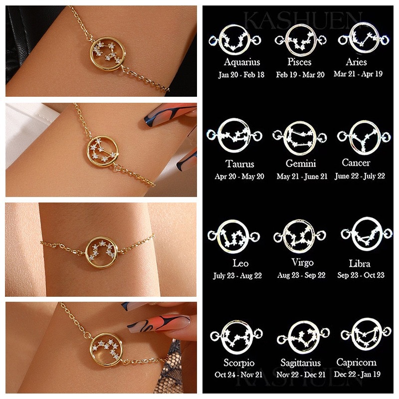 Cross-border new bracelet twelve Constellation Star celestial design micro inlaid zircon bracelet fashion popular female jewelry