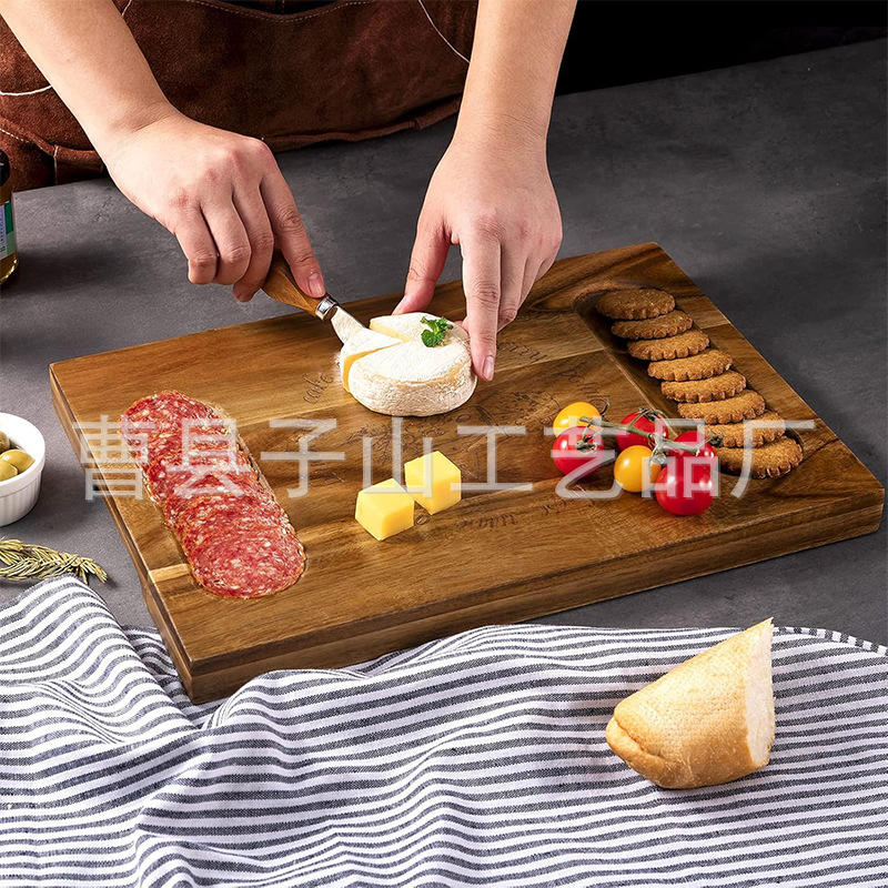 madera transfronteriza con cajón queso tablero de madera acacia tablero de corte de fábrica de queso casero tablero de cocina portátil conjunto de tablero de pan