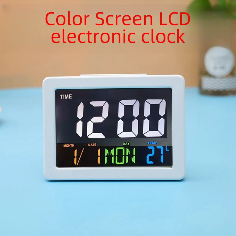 [Цветной экран LCD электронные настольные часы с температурой будильник ученички G2000 повтор отображения]