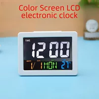 [Цветной экран LCD электронные настольные часы с температурой будильник ученички G2000 повтор отображения]