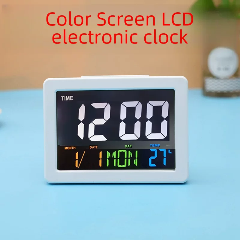[Цветной экран LCD электронные настольные часы с температурой будильник ученички G2000 повтор отображения]