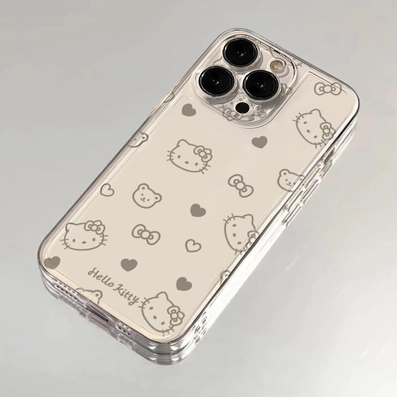 Love Hello Kitty Suitable for Apple 17Promax Phone Case Iphone16Plus Transparent 15 Cartoon 14 Fun