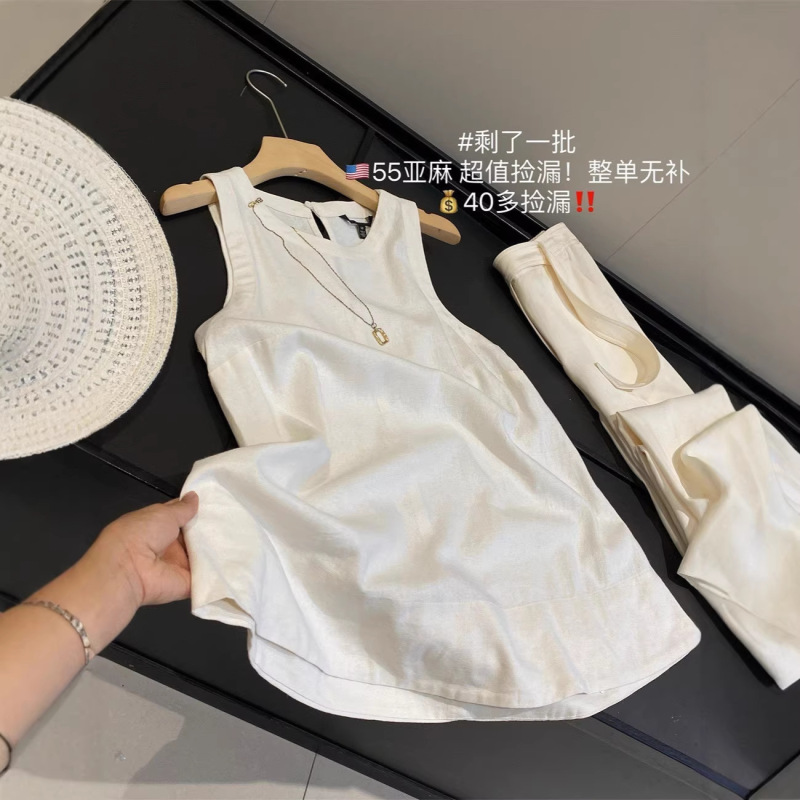 In Blue Popular in the Us! 55% Linen Blend Spring/Summer Thin Breathable Sleeveless Loose Top Tank Top for Women