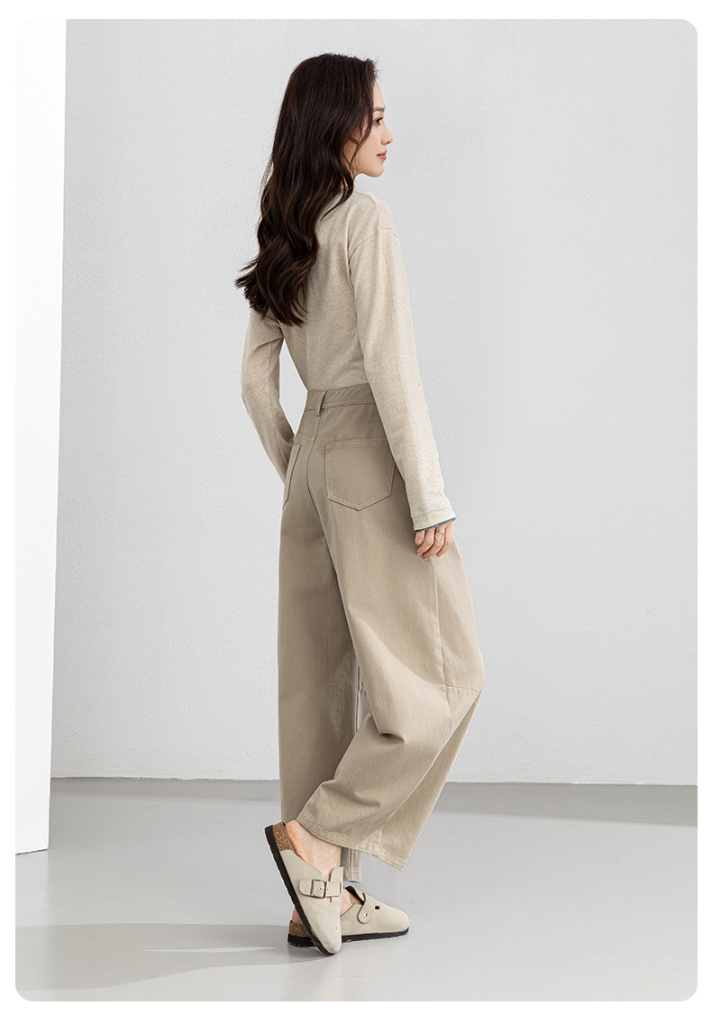 Quần culottes nữ ống rộng cạp cao dáng balloon form rộng — Màu khói chi tiết 26