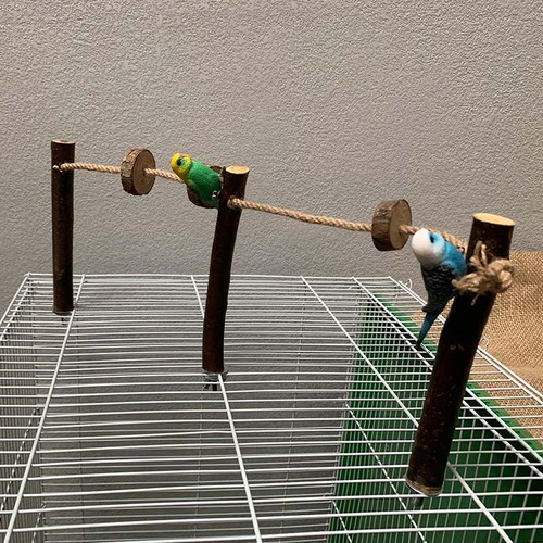 Parrot biting toy bird toy wooden stand with rope ladder