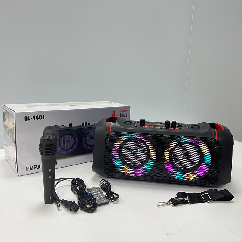 屋外無線bluetooth重サブウーファ双4インチスピーカー家庭用デスクトップ高颜値k歌音響マイク付き卸売り|undefined