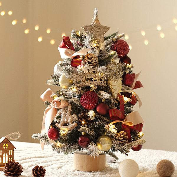 Nuevos productos transfronterizos árbol de Navidad con lámparas de nieve PE árbol de Navidad de escritorio árbol de Navidad decoración artesanía decoración