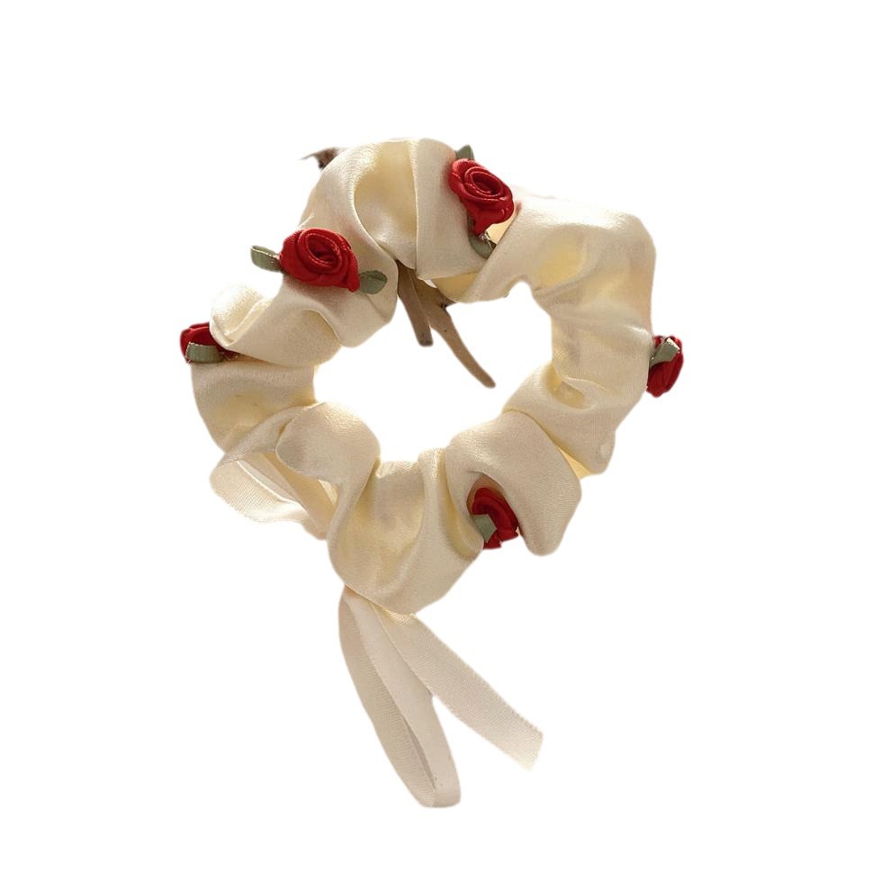 Ins estilo coreano rosa tridimensional romántica intestino grueso francés retro pequeña niña fresca flor anillo para el cabello súper hada accesorios para el cabello