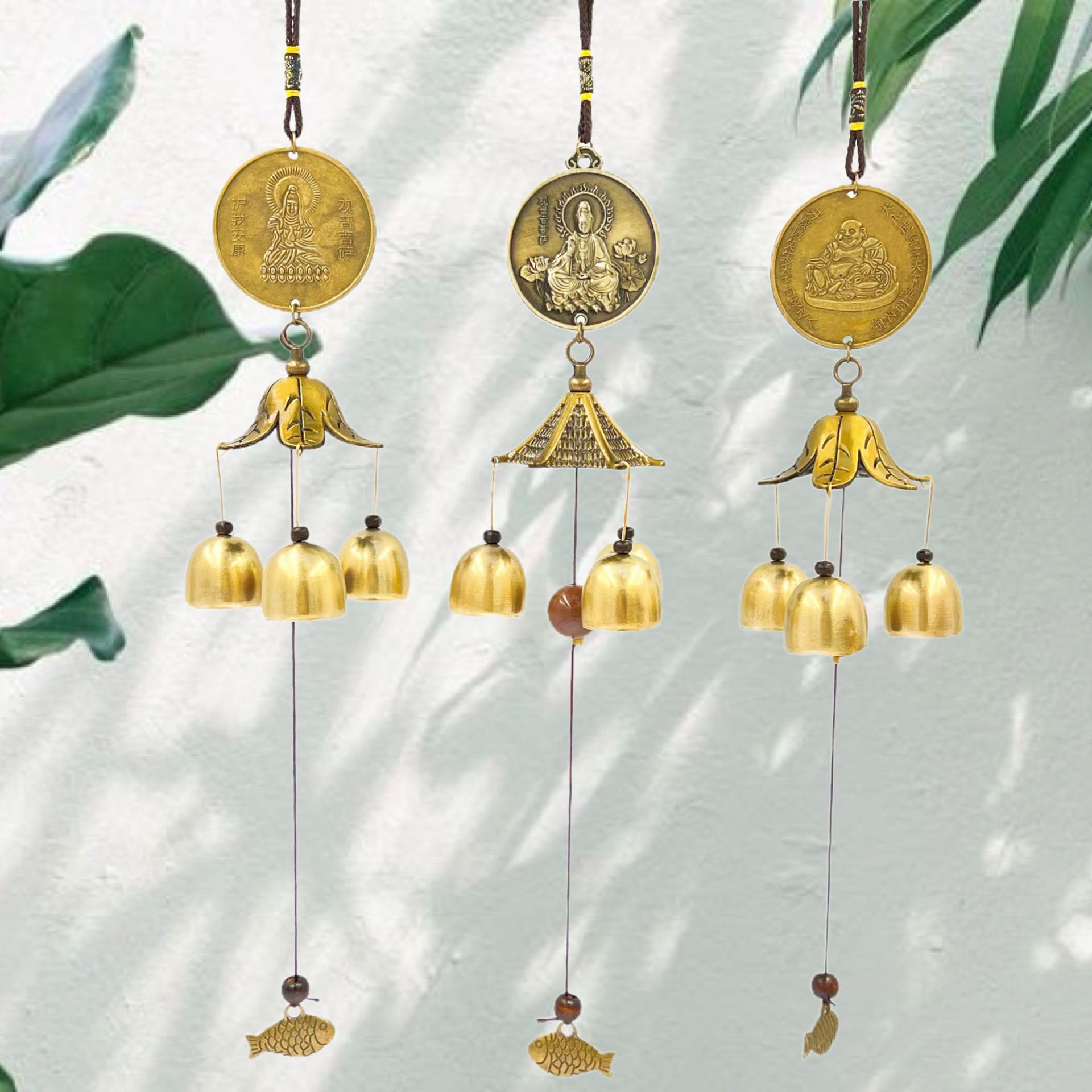 仿古合金风铃青铜铃铛家居景区汽车店面大门鱼象龙凤手工金属挂件