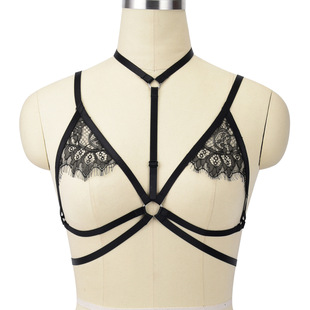 Hollow-out nightclub lace temptation perspective lace foreign trade black sexy European and American wire harness underwear O0549 free size women