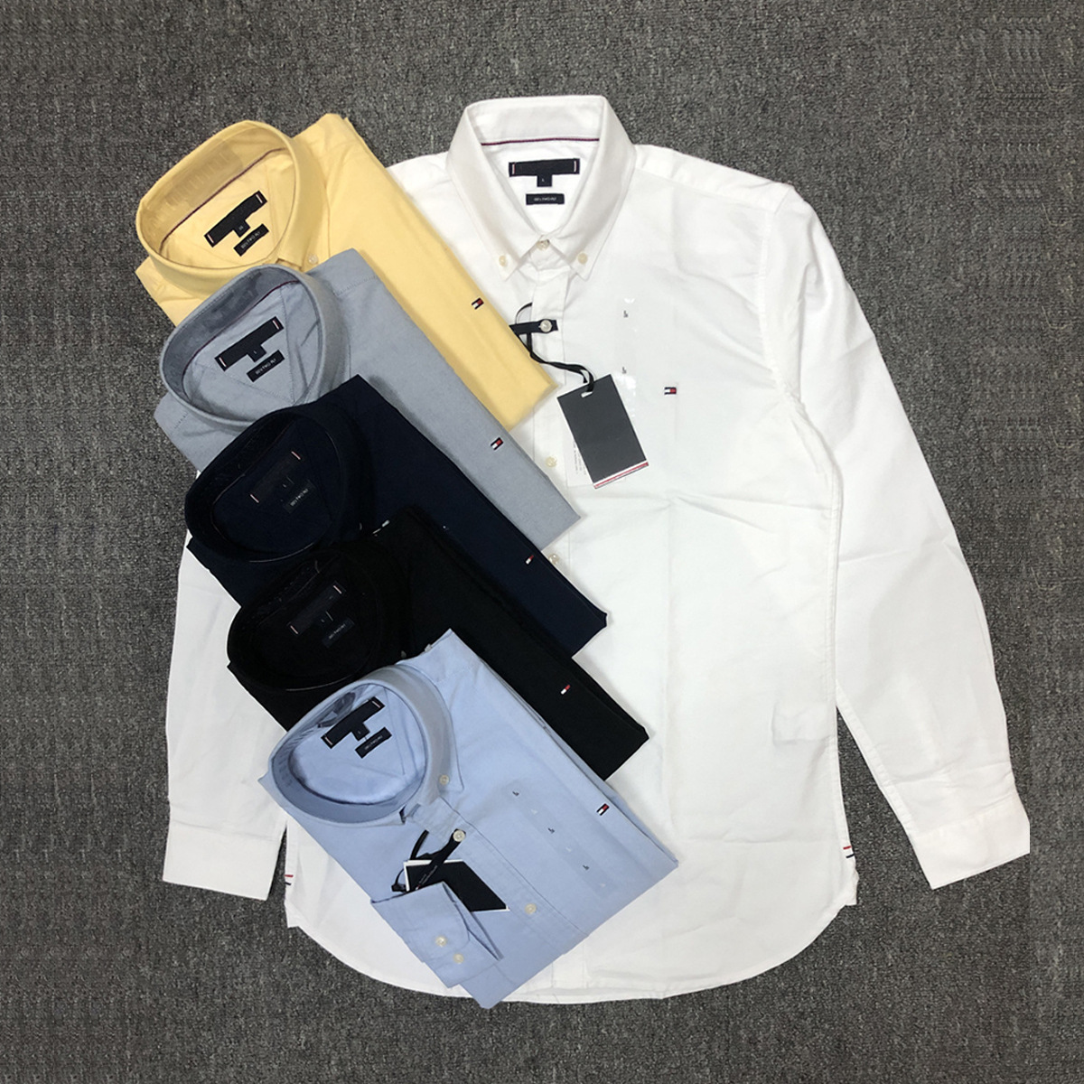 跨境秋冬新款汤咪男士衬衫长袖牛津纺刺绣商务休闲男式衬衣