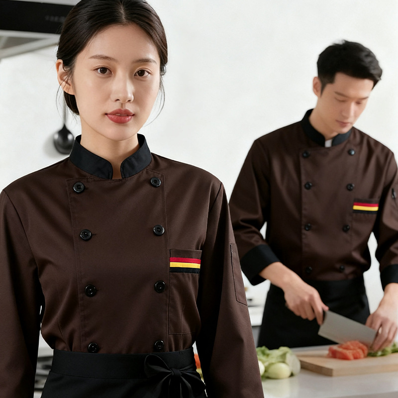 Ropa de Trabajo para Chef de Cocina de Restaurante y Cafetería, Ropa de Trabajo de Manga Larga para Hombre, Ropa de Chef de Restaurante de Hotel, Ropa de Chef de Manga Corta Hecha a Medida para Hombre image 13
