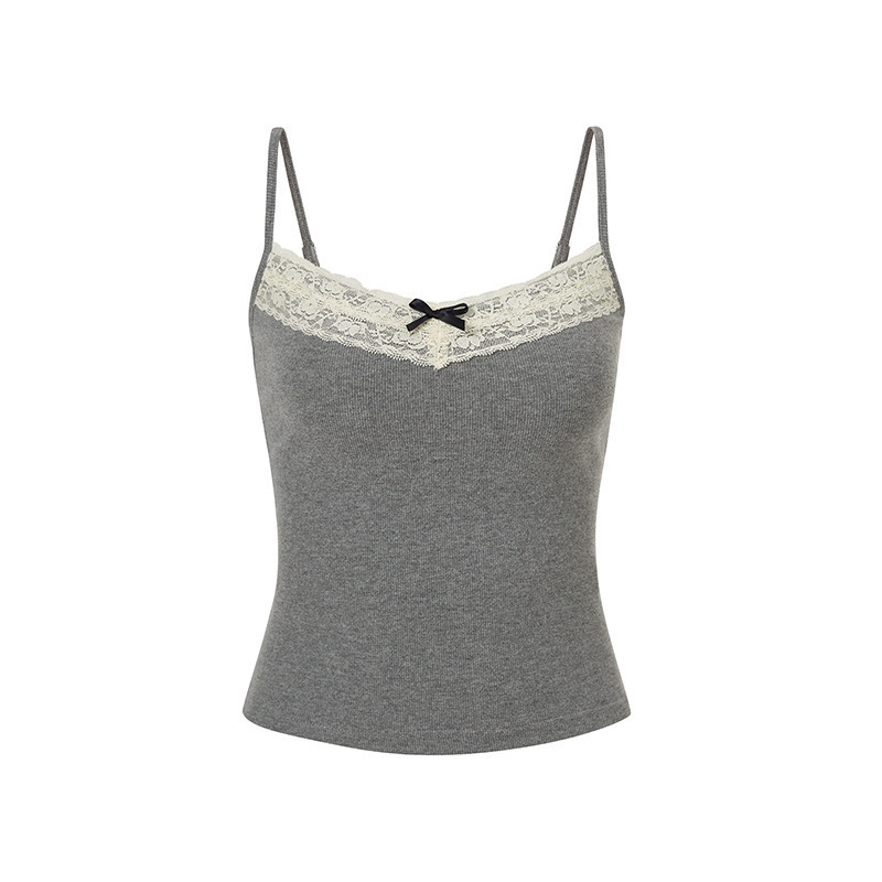 Arco encaje con almohadilla en el pecho camisola ropa interior de las mujeres SLIM-Fit adelgazante gris dulce chica caliente bottoming top