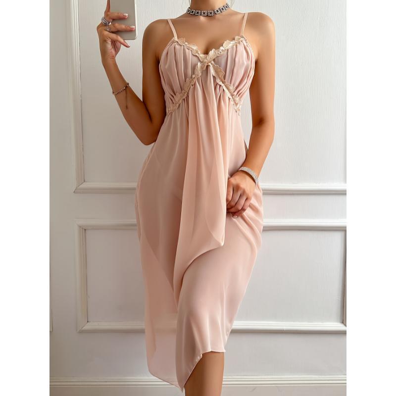 B8952 Dropshipping Aliexpress Cross-Border New European and American Sexy Nude See-Through Nightgown